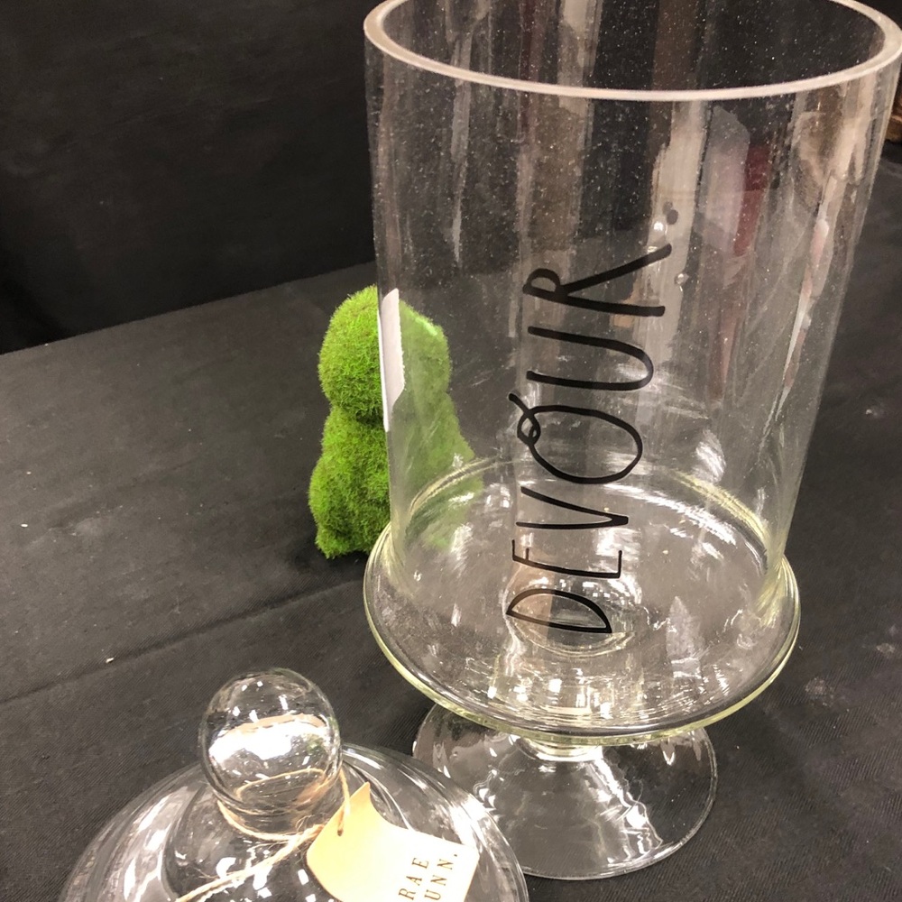 Rae Dunn Glass Devour Biscuit Stand